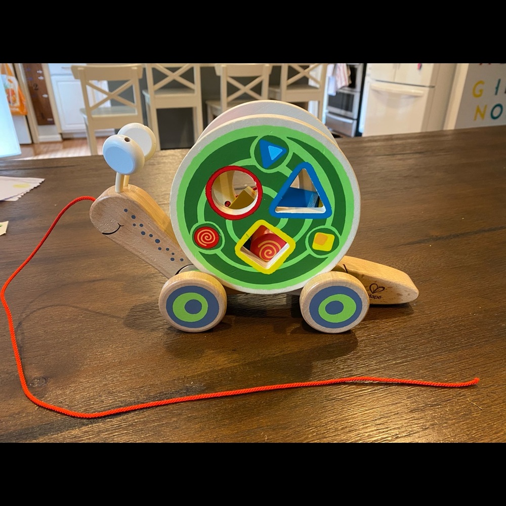 Hape - wooden walk/pull snail sorter